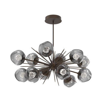 Luna Oval Starburst LED Chandelier in Flat Bronze/Smoke (Zircon Crystal).