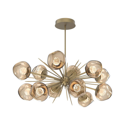 Luna Oval Starburst LED Chandelier in Gilded Brass/Bronze (Floret Crystal).