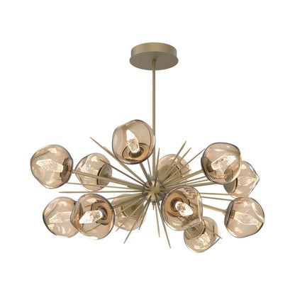 Luna Oval Starburst LED Chandelier in Gilded Brass/Bronze (Geo Crystal).