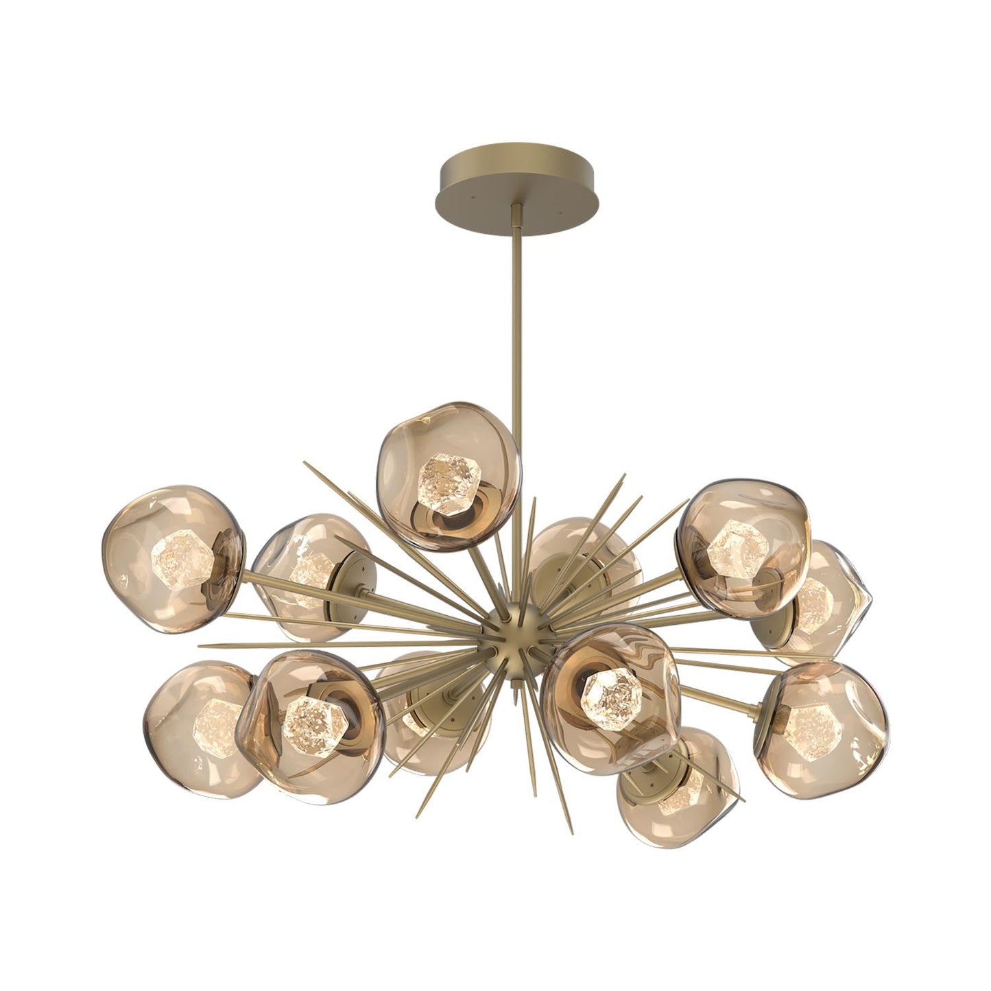 Luna Oval Starburst LED Chandelier in Gilded Brass/Bronze (Zircon Crystal).