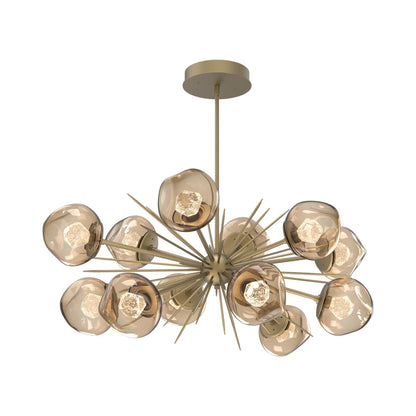 Luna Oval Starburst LED Chandelier in Gilded Brass/Bronze (Zircon Crystal).