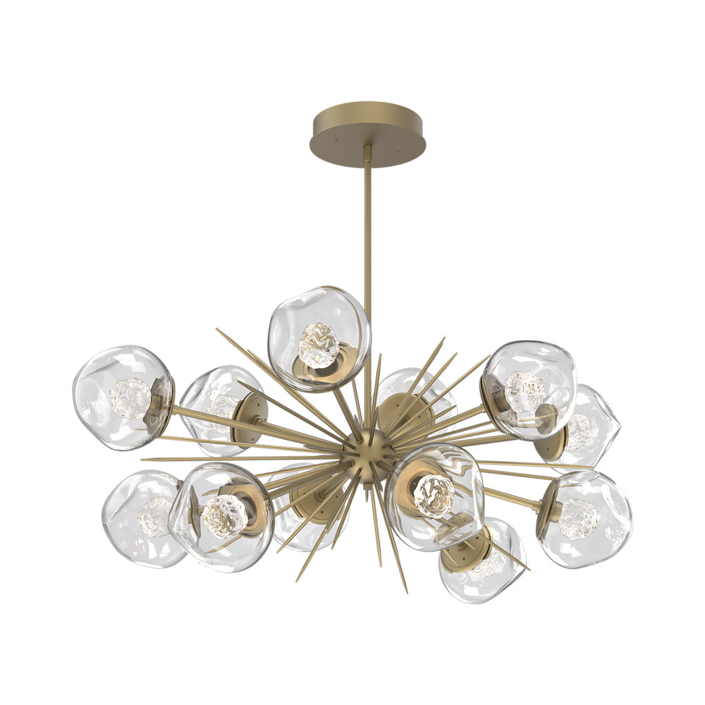 Luna Oval Starburst LED Chandelier in Gilded Brass/Clear (Floret Crystal).