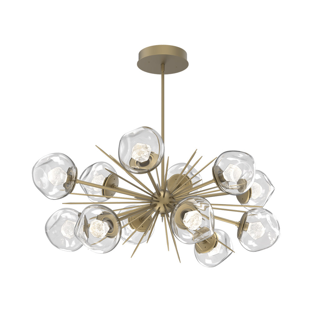 Luna Oval Starburst LED Chandelier in Gilded Brass/Clear (Zircon Crystal).