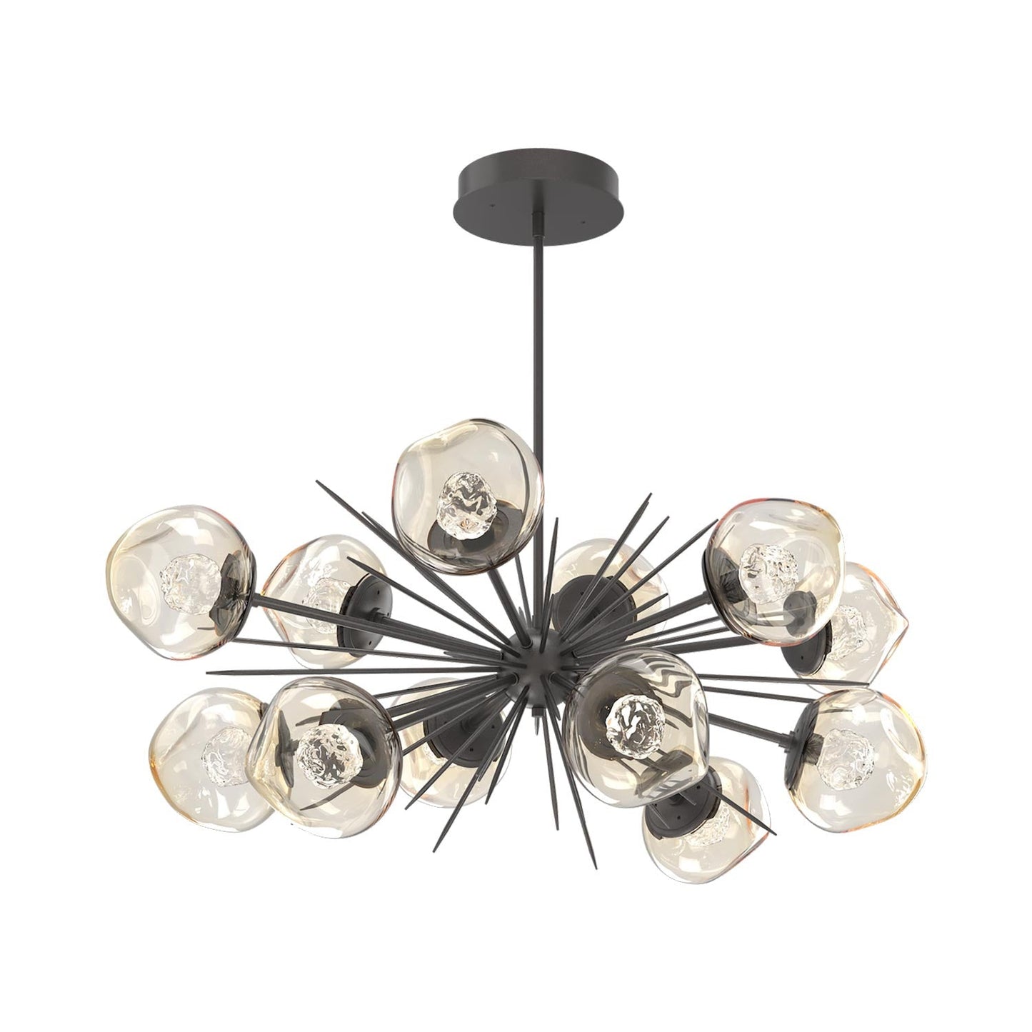 Luna Oval Starburst LED Chandelier in Graphite/Amber (Floret Crystal).