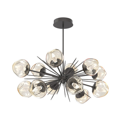 Luna Oval Starburst LED Chandelier in Graphite/Amber (Geo Crystal).