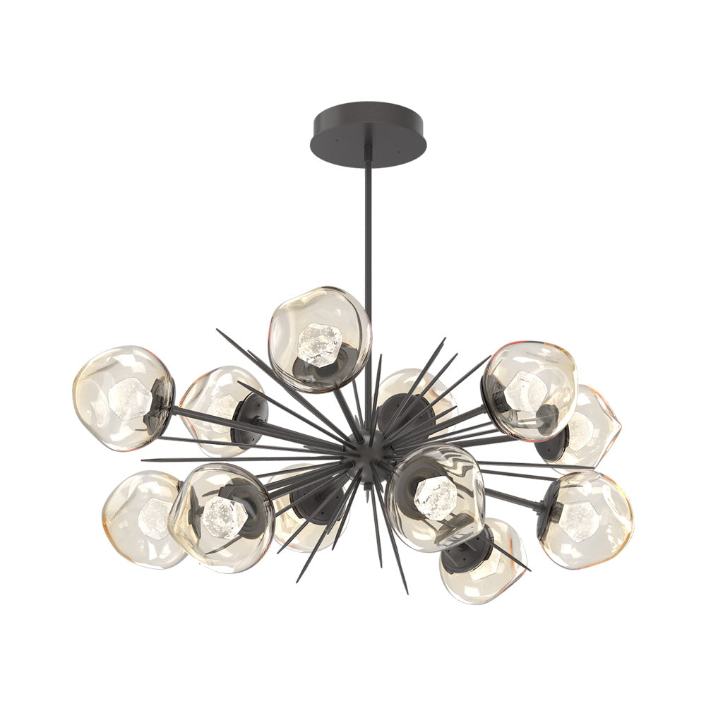Luna Oval Starburst LED Chandelier in Graphite/Amber (Zircon Crystal).