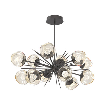 Luna Oval Starburst LED Chandelier in Graphite/Amber (Zircon Crystal).
