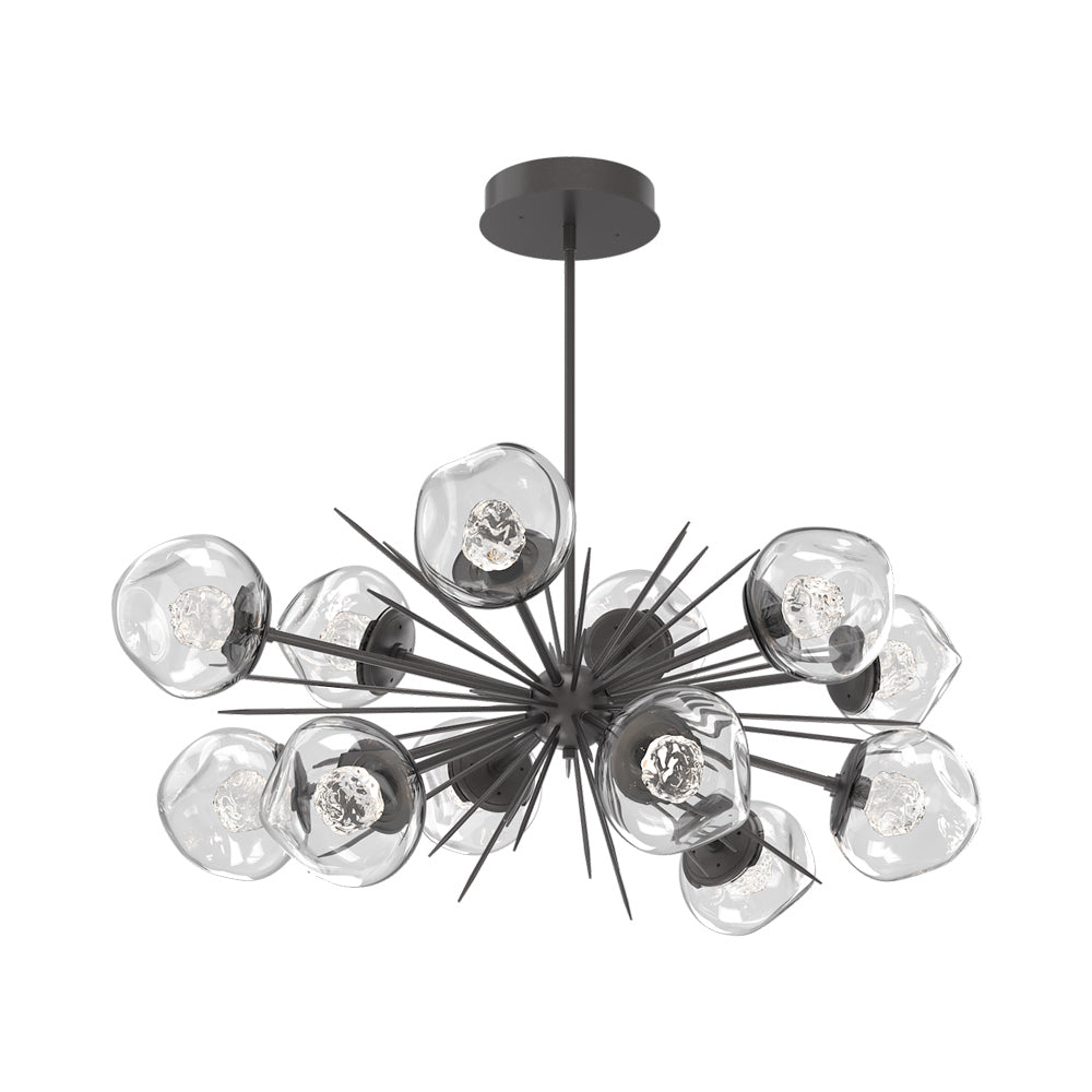 Luna Oval Starburst LED Chandelier in Graphite/Clear (Floret Crystal).