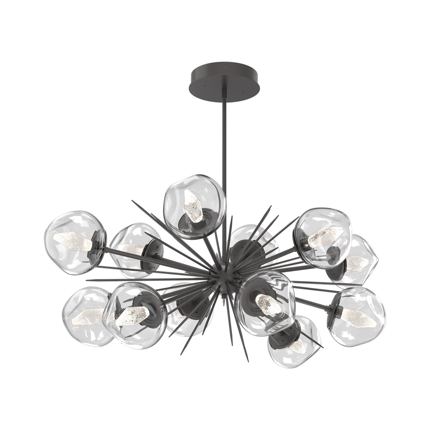 Luna Oval Starburst LED Chandelier in Graphite/Clear (Geo Crystal).