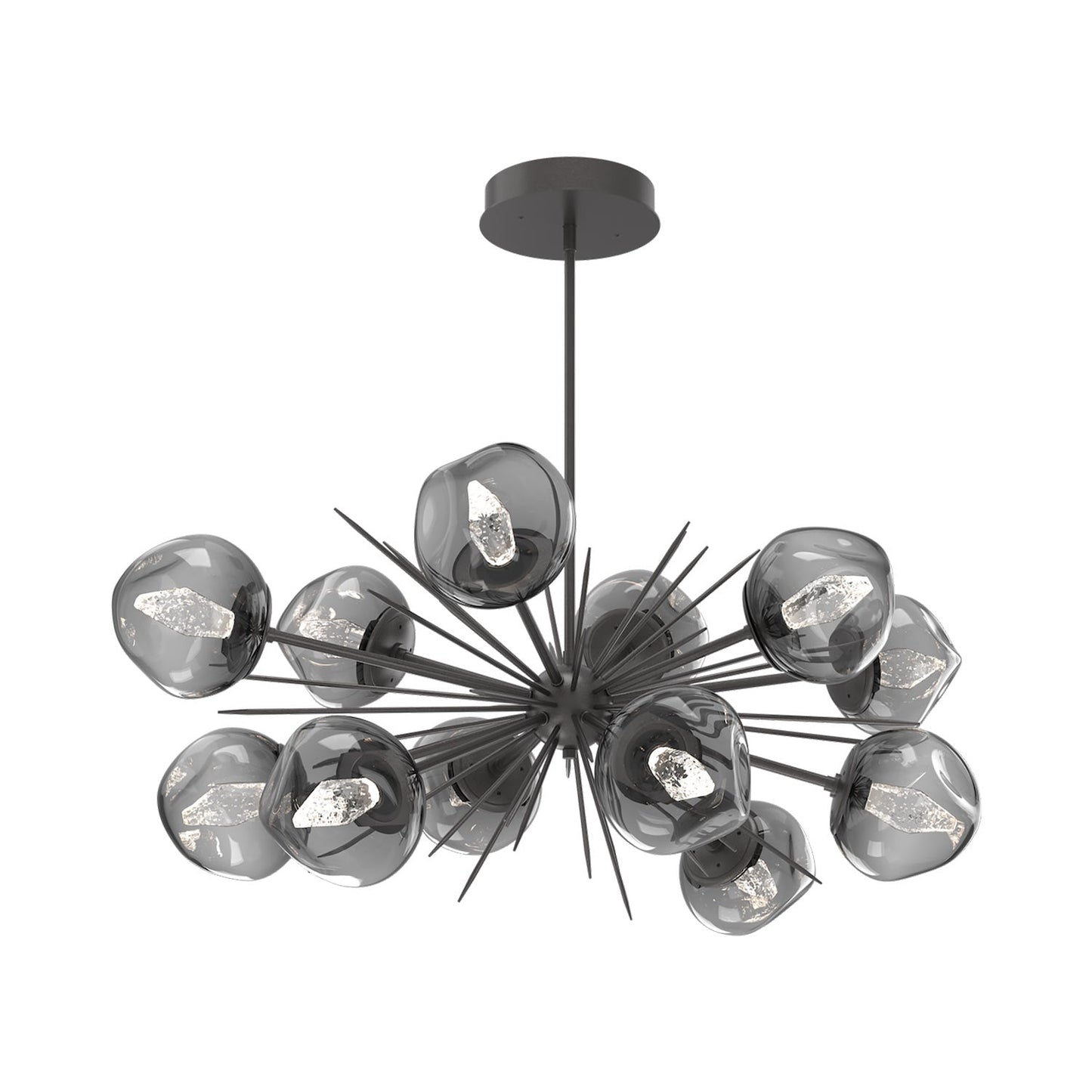 Luna Oval Starburst LED Chandelier in Graphite/Smoke (Geo Crystal).