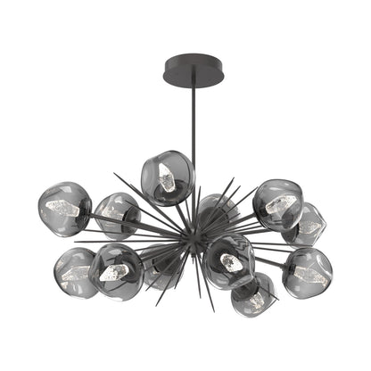 Luna Oval Starburst LED Chandelier in Graphite/Smoke (Geo Crystal).