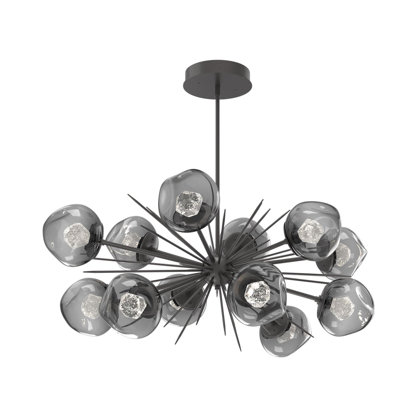 Luna Oval Starburst LED Chandelier in Graphite/Smoke (Zircon Crystal).