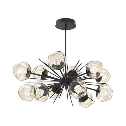 Luna Oval Starburst LED Chandelier in Matte Black/Amber (Zircon Crystal).
