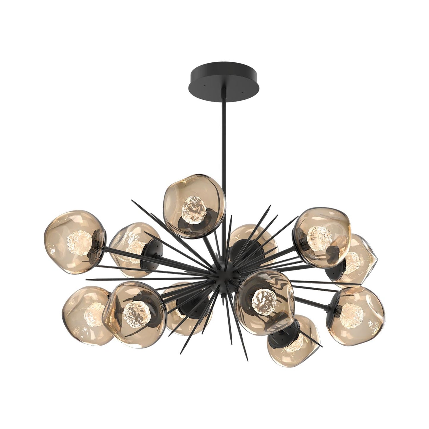 Luna Oval Starburst LED Chandelier in Matte Black/Bronze (Floret Crystal).
