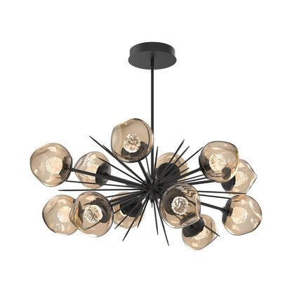 Luna Oval Starburst LED Chandelier in Matte Black/Bronze (Floret Crystal).