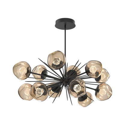 Luna Oval Starburst LED Chandelier in Matte Black/Bronze (Zircon Crystal).