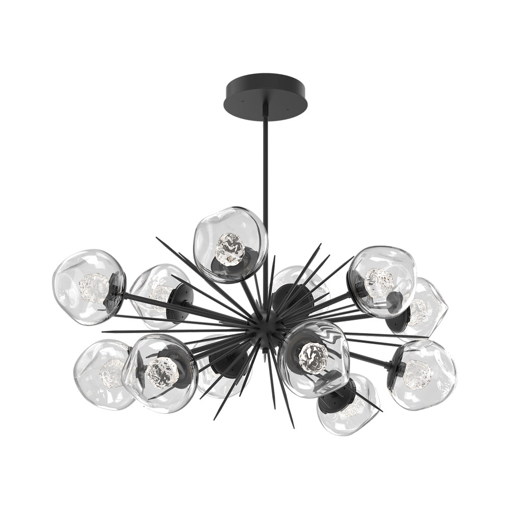 Luna Oval Starburst LED Chandelier in Matte Black/Clear (Floret Crystal).