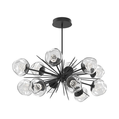Luna Oval Starburst LED Chandelier in Matte Black/Clear (Floret Crystal).