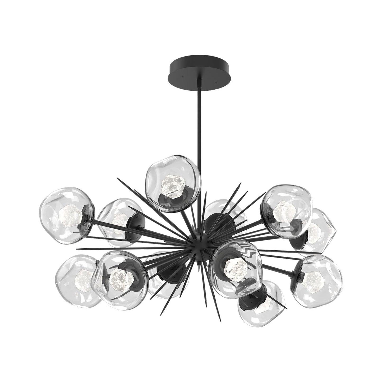 Luna Oval Starburst LED Chandelier in Matte Black/Clear (Zircon Crystal).