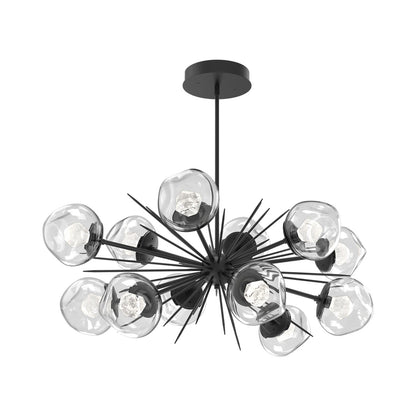 Luna Oval Starburst LED Chandelier in Matte Black/Clear (Zircon Crystal).
