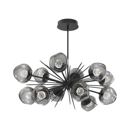 Luna Oval Starburst LED Chandelier in Matte Black/Smoke (Floret Crystal).