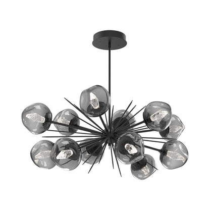 Luna Oval Starburst LED Chandelier in Matte Black/Smoke (Geo Crystal).