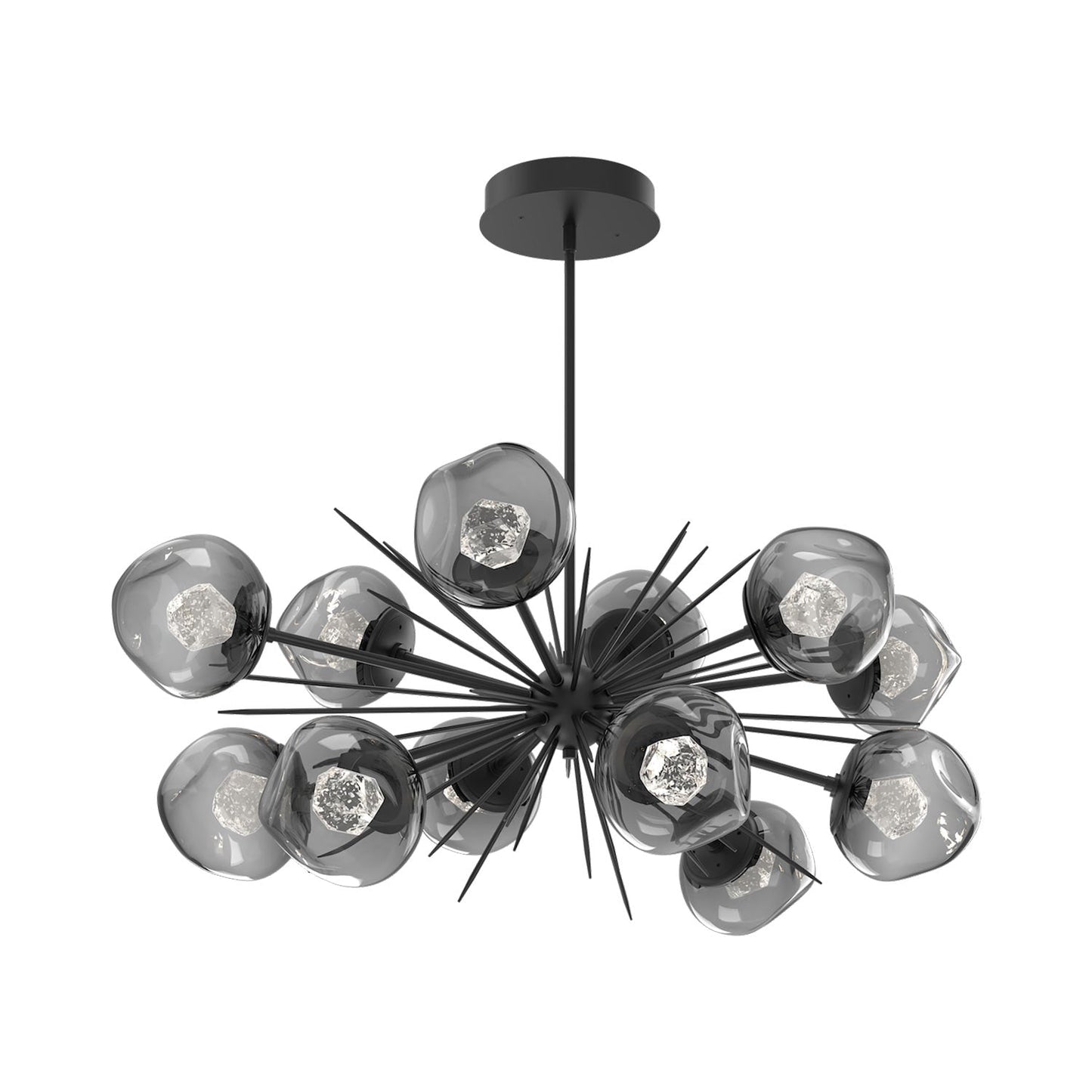 Luna Oval Starburst LED Chandelier in Matte Black/Smoke (Zircon Crystal).