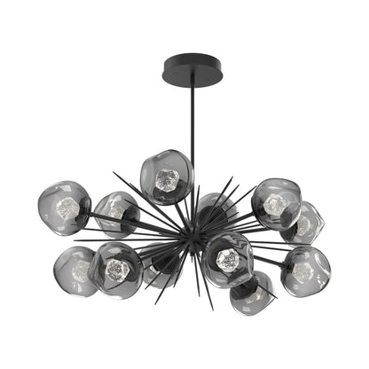 Luna Oval Starburst LED Chandelier in Matte Black/Smoke (Zircon Crystal).