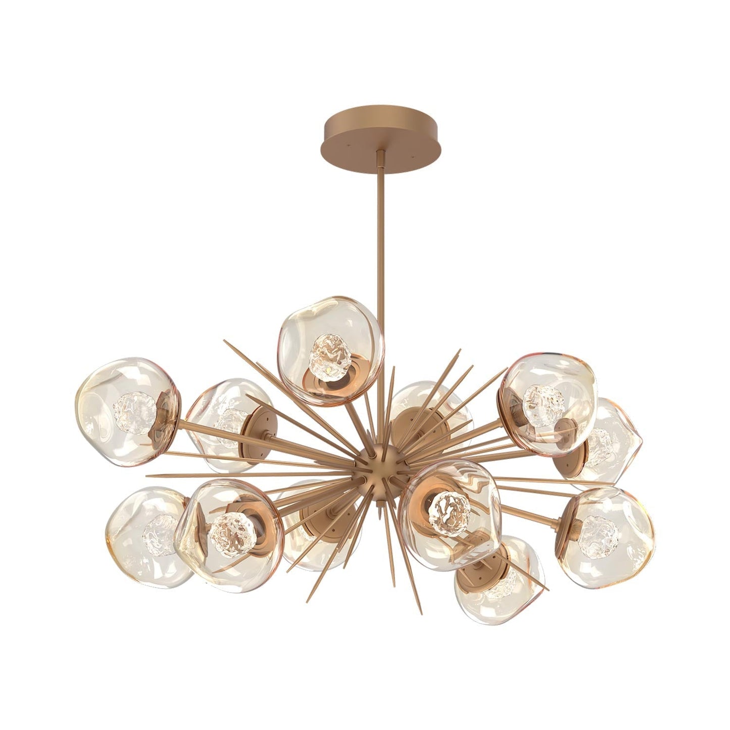 Luna Oval Starburst LED Chandelier in Novel Brass/Amber (Floret Crystal).