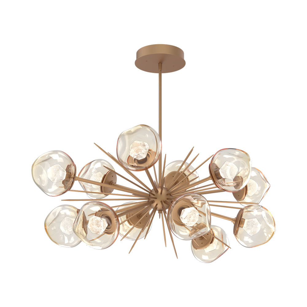 Luna Oval Starburst LED Chandelier in Novel Brass/Amber (Zircon Crystal).