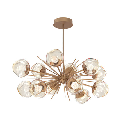 Luna Oval Starburst LED Chandelier in Novel Brass/Amber (Zircon Crystal).