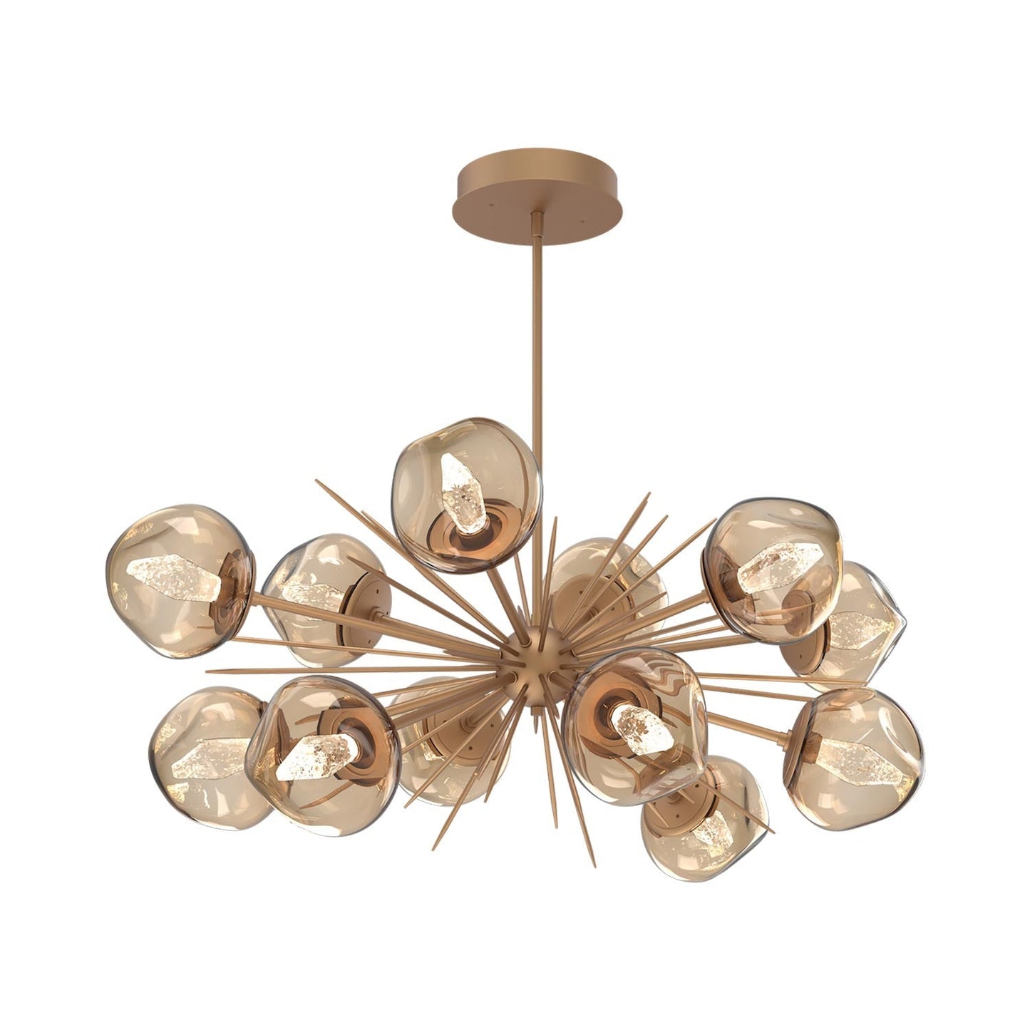 Luna Oval Starburst LED Chandelier in Novel Brass/Bronze (Geo Crystal).