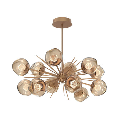 Luna Oval Starburst LED Chandelier in Novel Brass/Bronze (Zircon Crystal).