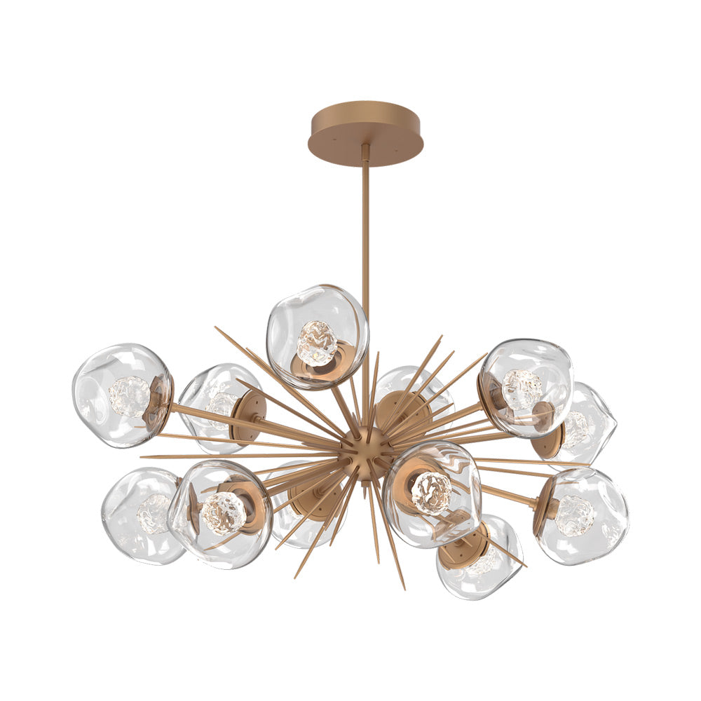Luna Oval Starburst LED Chandelier in Novel Brass/Clear (Floret Crystal).