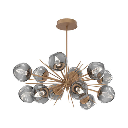 Luna Oval Starburst LED Chandelier in Novel Brass/Smoke (Geo Crystal).