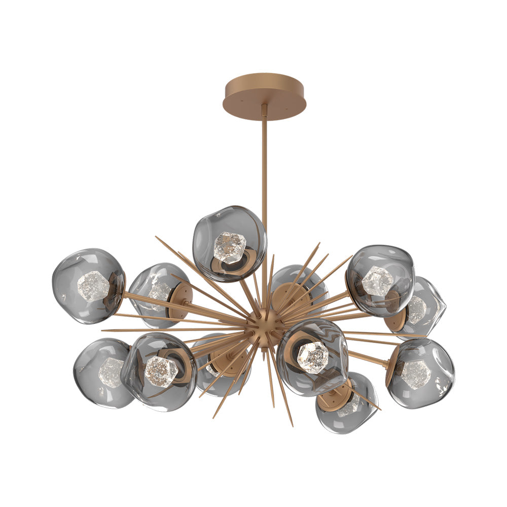 Luna Oval Starburst LED Chandelier in Novel Brass/Smoke (Zircon Crystal).