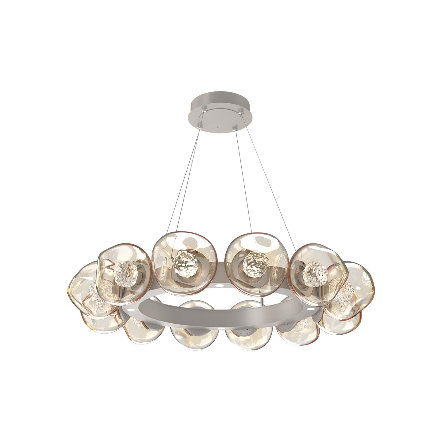 Luna Radial Ring Amber LED Chandelier in Beige Silver (Floret Crystal/38.6-Inch).