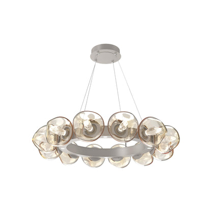 Luna Radial Ring Amber LED Chandelier in Beige Silver (Geo Crystal/38.6-Inch).