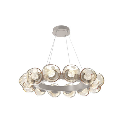 Luna Radial Ring Amber LED Chandelier in Beige Silver (Zircon Crystal/38.6-Inch).