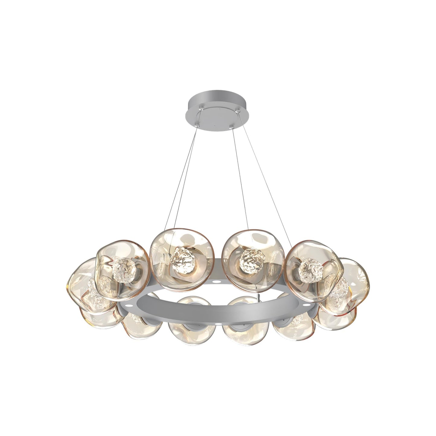 Luna Radial Ring Amber LED Chandelier in Classic Silver (Floret Crystal/38.6-Inch).