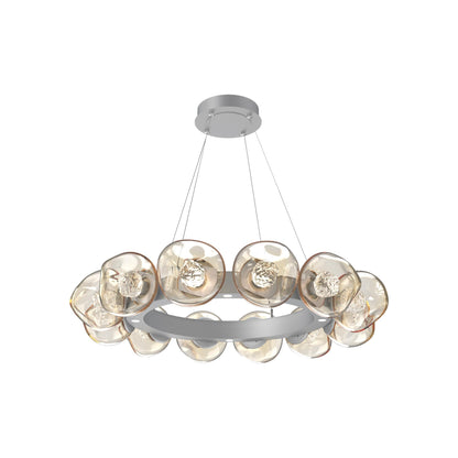 Luna Radial Ring Amber LED Chandelier in Classic Silver (Floret Crystal/38.6-Inch).