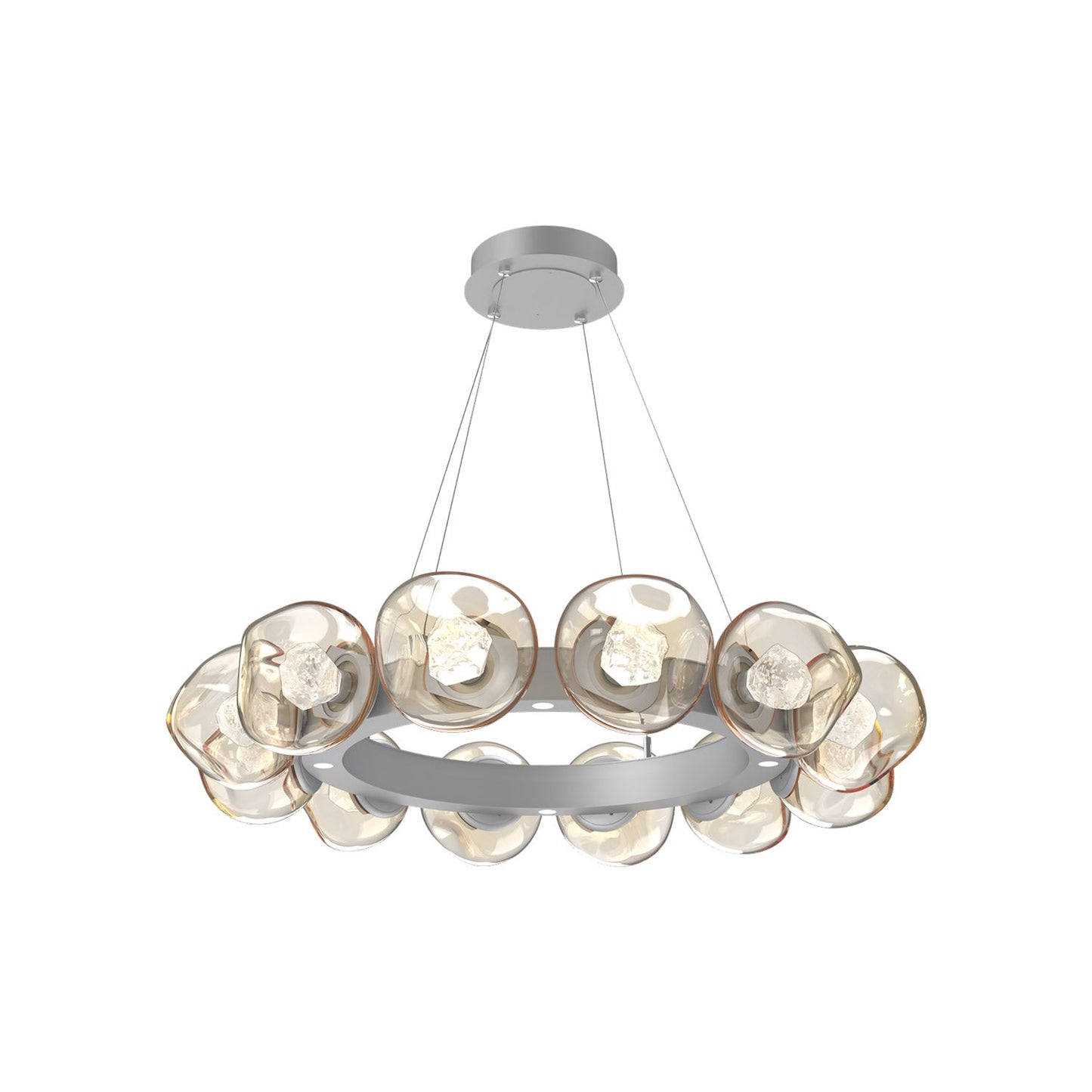 Luna Radial Ring Amber LED Chandelier in Classic Silver (Zircon Crystal/38.6-Inch).