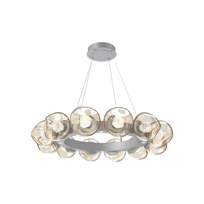 Luna Radial Ring Amber LED Chandelier in Classic Silver (Zircon Crystal/38.6-Inch).