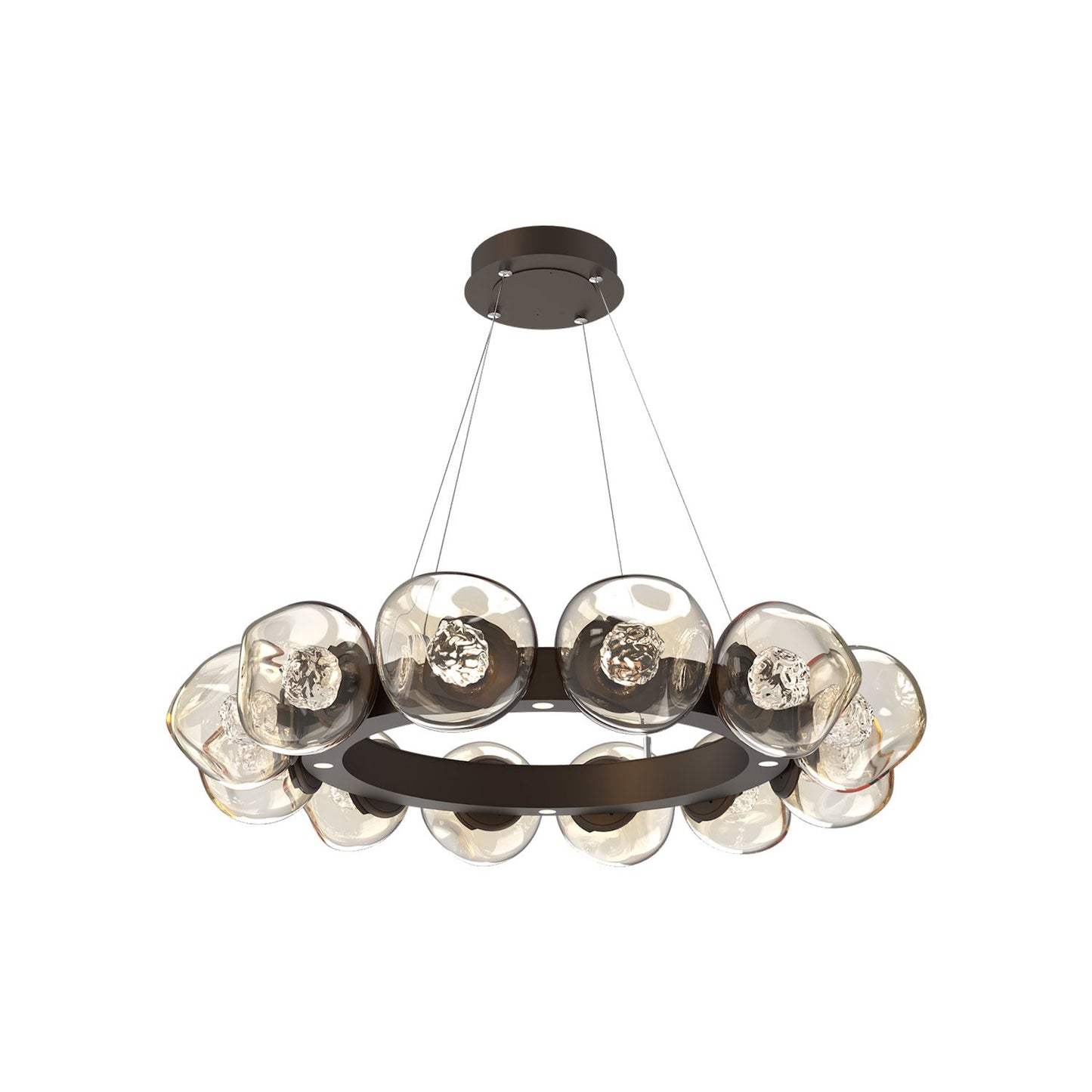 Luna Radial Ring Amber LED Chandelier in Flat Bronze (Floret Crystal/38.6-Inch).