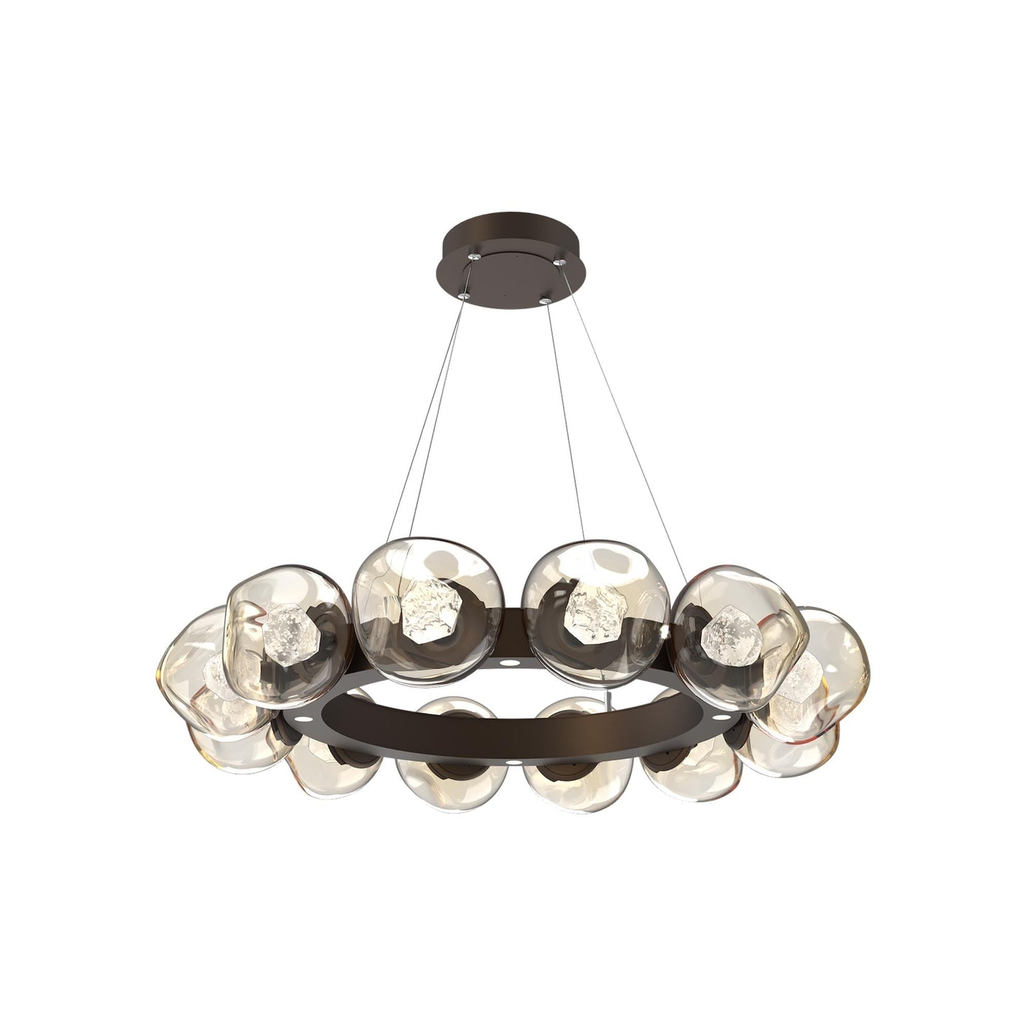 Luna Radial Ring Amber LED Chandelier in Flat Bronze (Zircon Crystal/38.6-Inch).