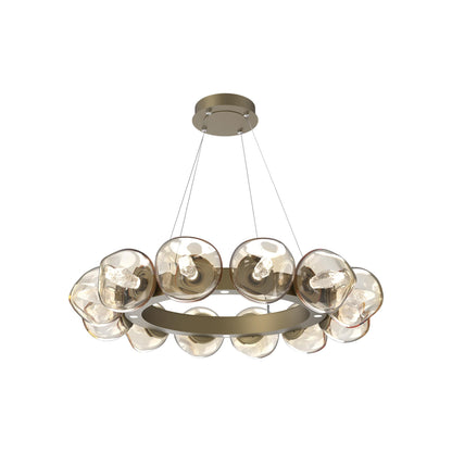 Luna Radial Ring Amber LED Chandelier in Gilded Brass (Geo Crystal/38.6-Inch).