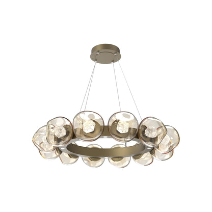 Luna Radial Ring Amber LED Chandelier in Gilded Brass (Zircon Crystal/38.6-Inch).