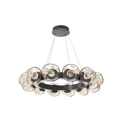 Luna Radial Ring Amber LED Chandelier in Graphite (Floret Crystal/38.6-Inch).