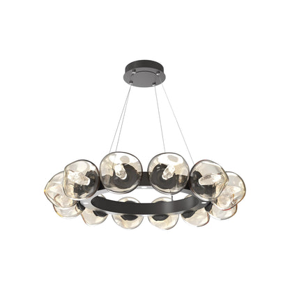 Luna Radial Ring Amber LED Chandelier in Graphite (Geo Crystal/38.6-Inch).