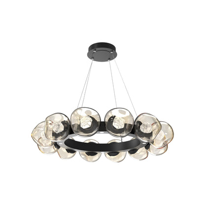 Luna Radial Ring Amber LED Chandelier in Matte Black (Zircon Crystal/38.6-Inch).